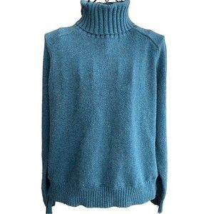 LANDS’ END Women’s Teal Turtleneck Cashmere Blend Sweater Size Medium 10-12